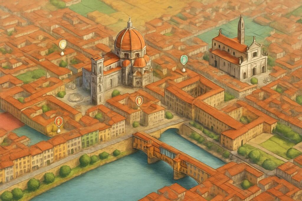 découvrez la carte touristique interactive de florence avec ses monuments emblématiques et quartiers historiques pour planifier votre visite facilement.